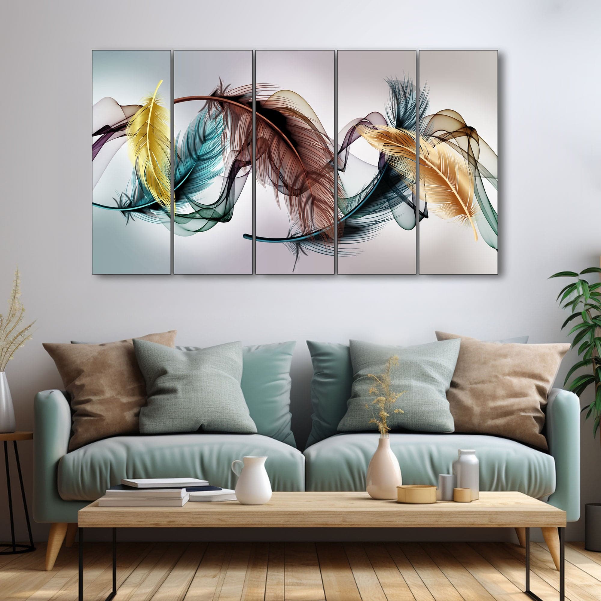 The Castle Decor Abstract Wall Painting Wooden Framed 27x48 Inch for Living Room (Style 4) - The Castle Decor
