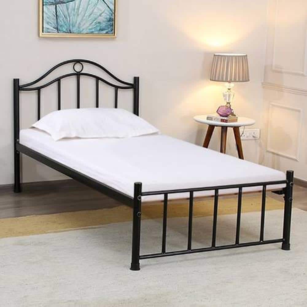 Morris Metal Single Size Non Storage Bed In Black Finish
