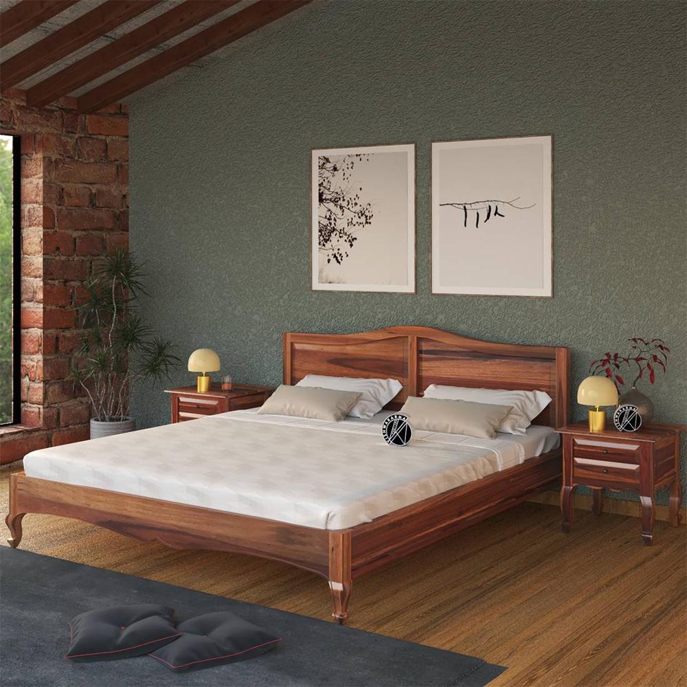 Owen Solid Wood King Size Non Storage Bed In Urban Teak Finish