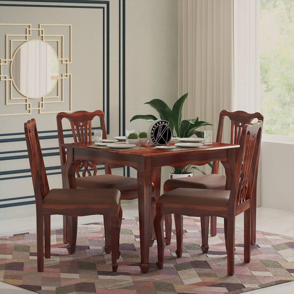 Samuel Solid Wood 4 Seater Dining set in Urban Teak Finish