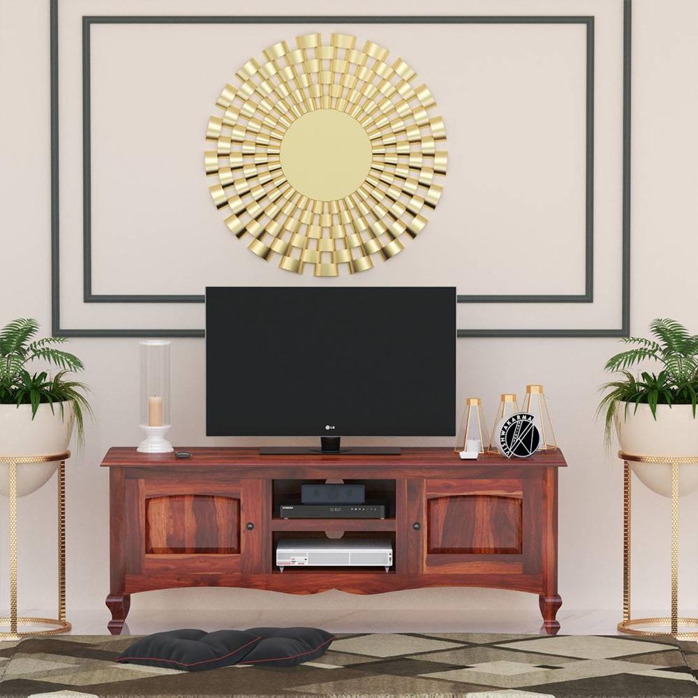 David Solid Wood TV Unit in Honey Finish