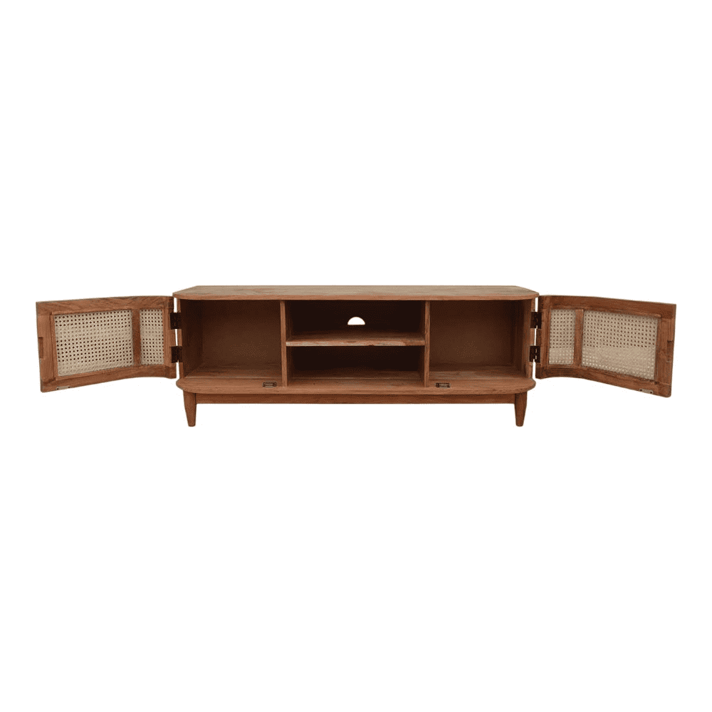 Carnegie Solid Wood Free Standing TV Unit in Natural Finish