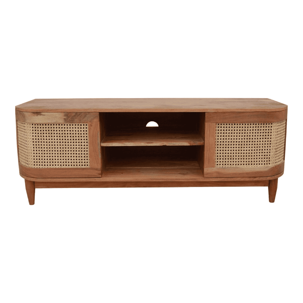 Carnegie Solid Wood Free Standing TV Unit in Natural Finish