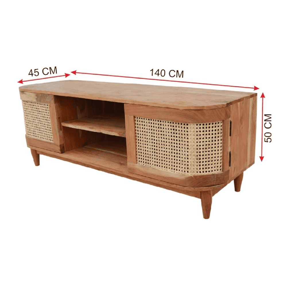 Carnegie Solid Wood Free Standing TV Unit in Natural Finish