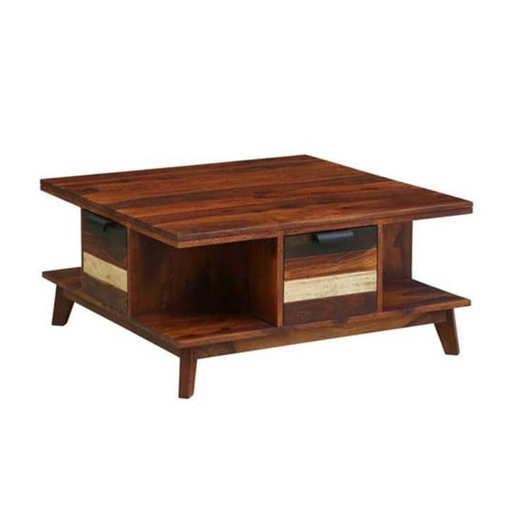 jyoti impex Clover Square Solid Wood Coffee Table In Dual Tone Finish-picture-19