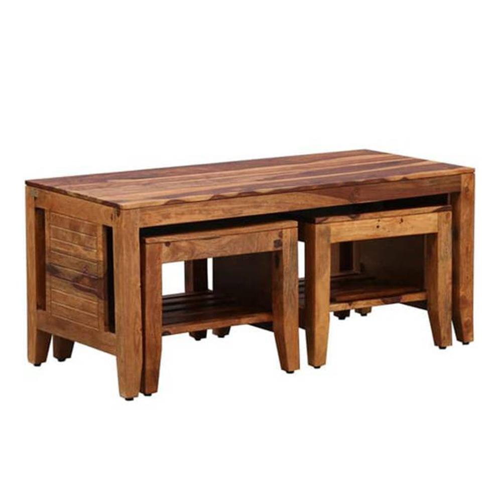 jyoti impex Dolce Rectangular Solid Wood Coffee Table In Walnut Finish-picture-3