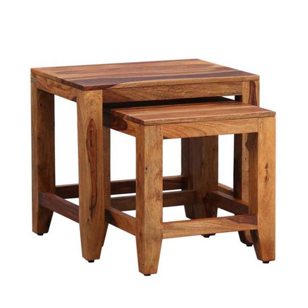 Aveline Solid Wood Side Table in  Walnut Finish - Jyoti Impex