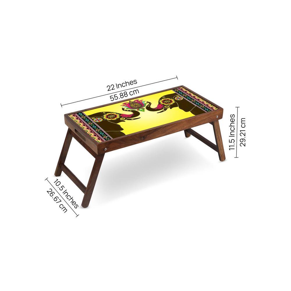 Majestic Tusker Solid Wood Bookshelf and Serving Tray In Multicolour