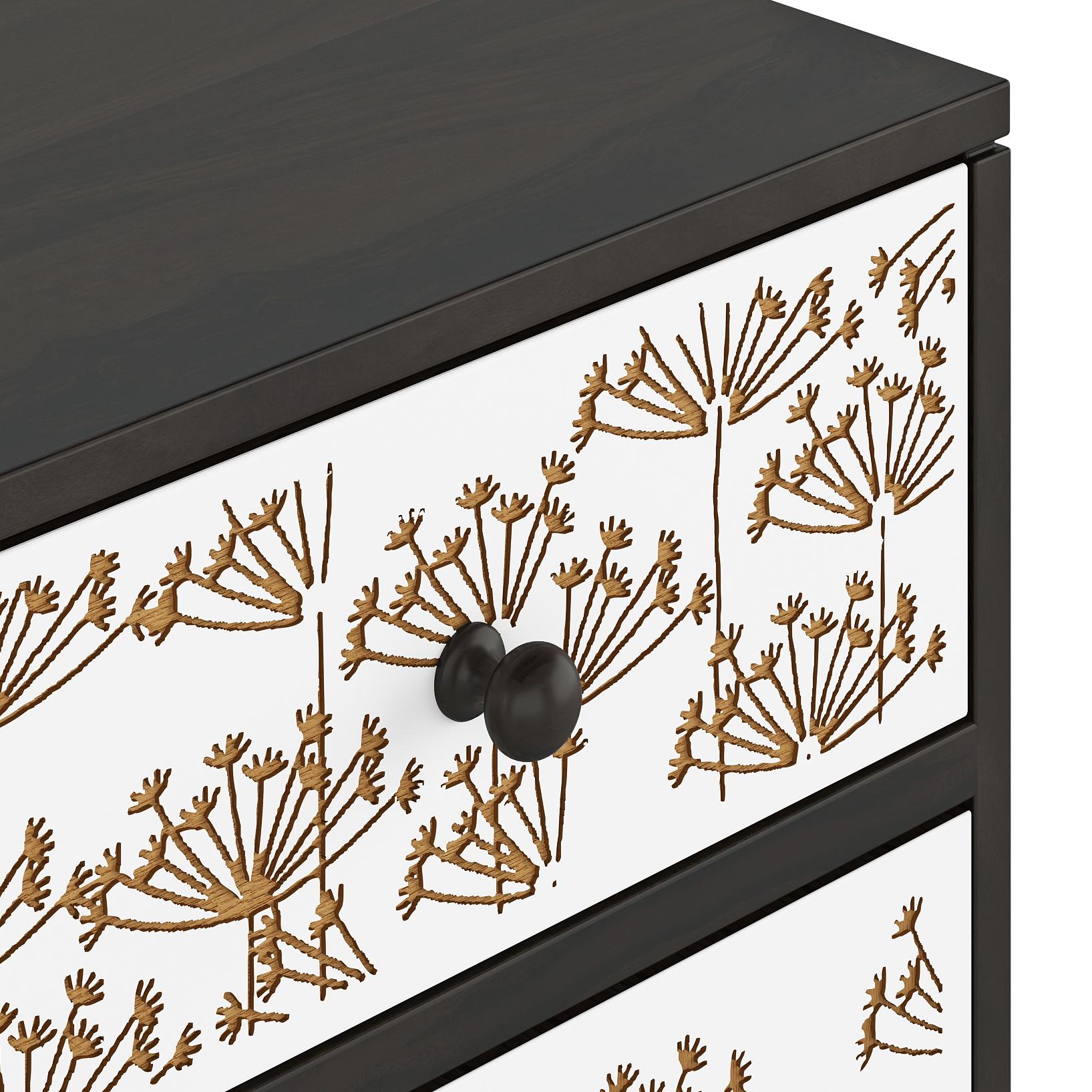 Fleur Solid Wood Sideboard in White & Americain Walnut finish