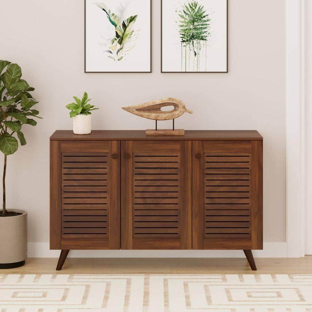 Carlem Engineered Wood 3 Doors Shoe Rack Cabinet Slipper Footwear Stand Organizer with Two Adjustable Shelves Store Up to 16 Pairs for Home (Brown Maple)