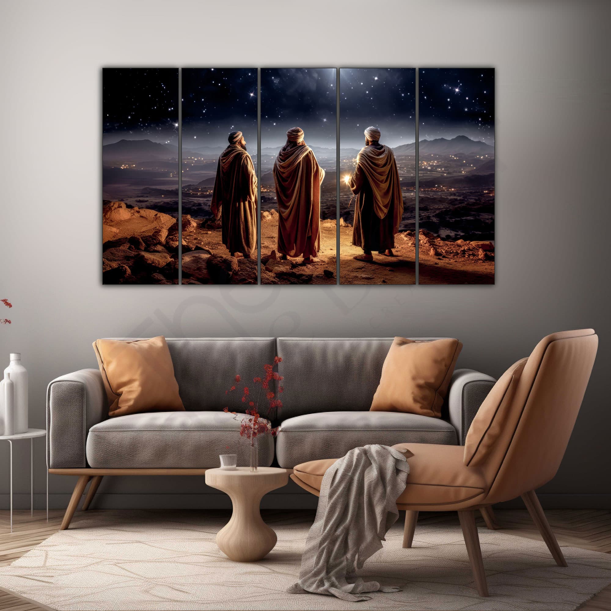 The Castle Decor Jesus Epiphany Day Wall Art Set of 5 Digital Painting 27x48 Inch - The Castle Decor