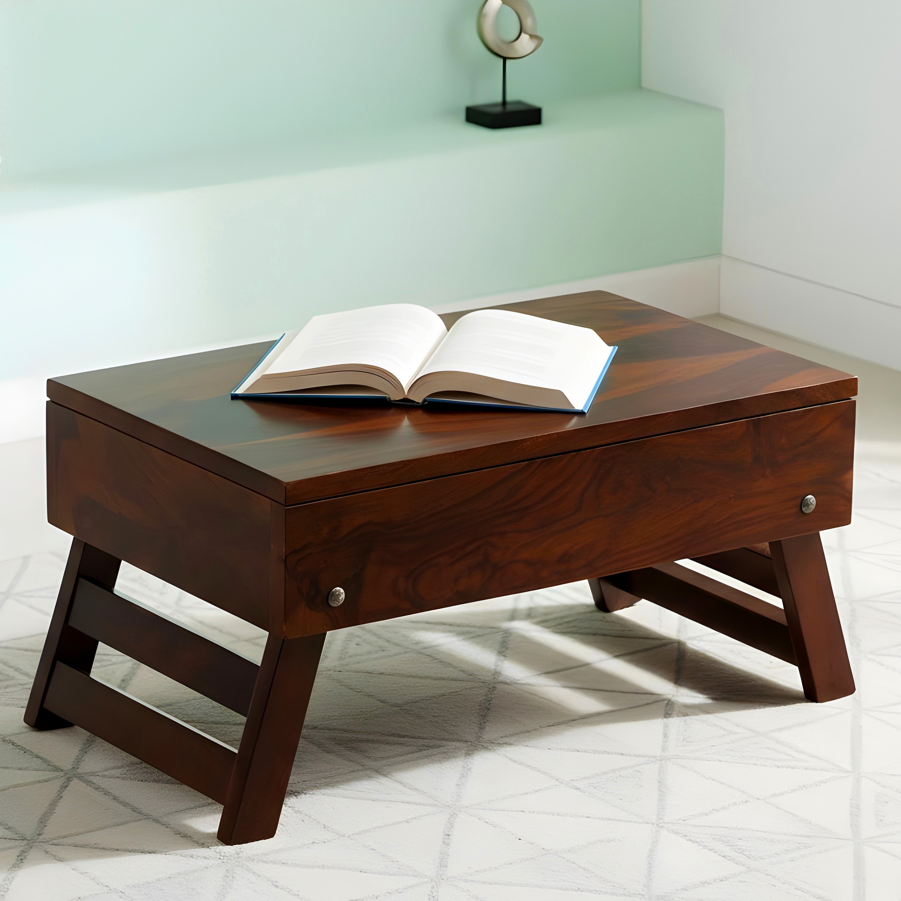 Ohio Sheesham Wood Laptop Table with 1 side Drawer in Walnut Finish