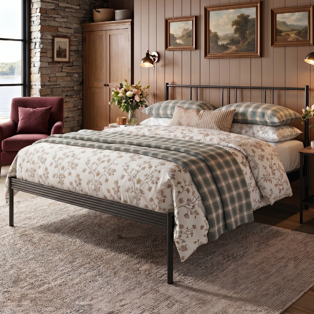 Sheen Metal Non Storage King Bed in Satin Black Finish - Original Bed Co.
