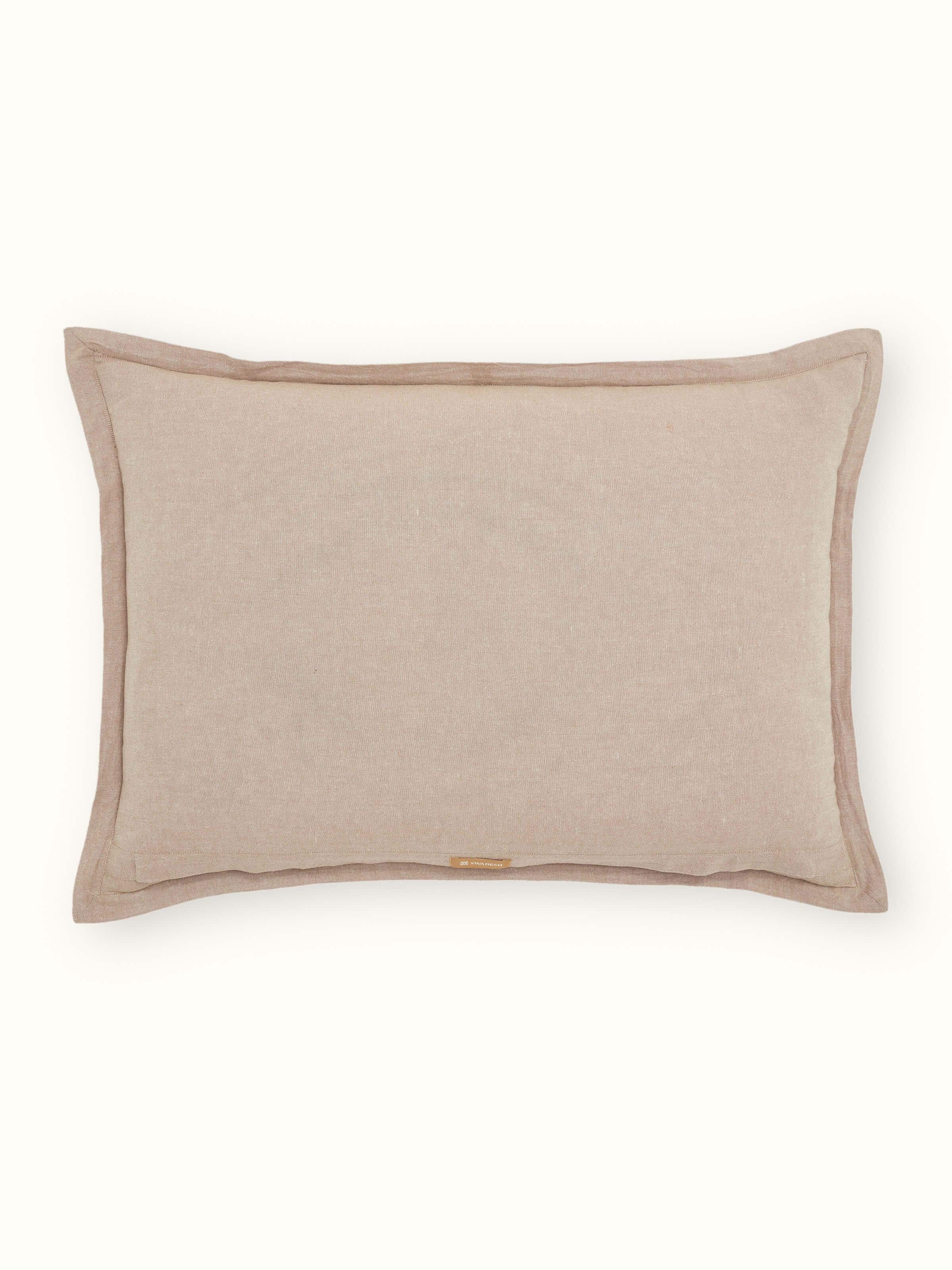 Kahani Brown Geomteric Cotton Kantha Embroidery Pillow Shams (2 Pcs)