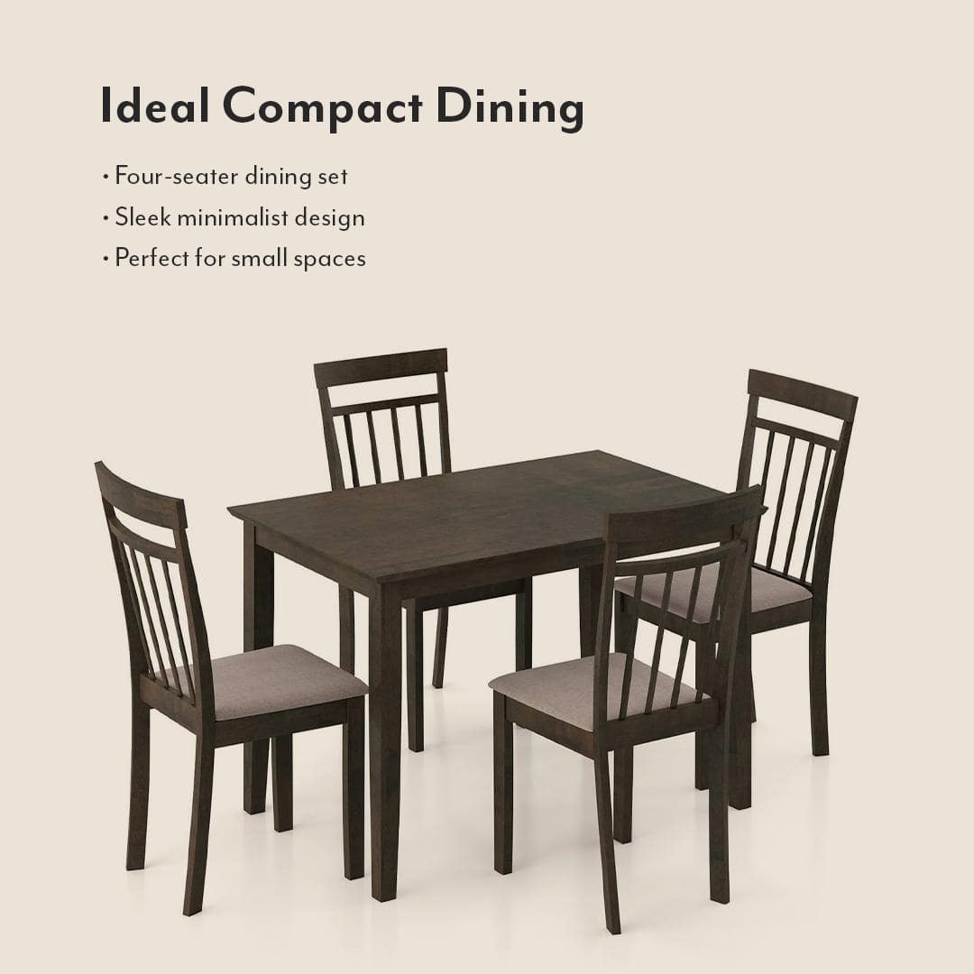 Ava 4 Seater Dining Table Set in Umber Walnut Finish