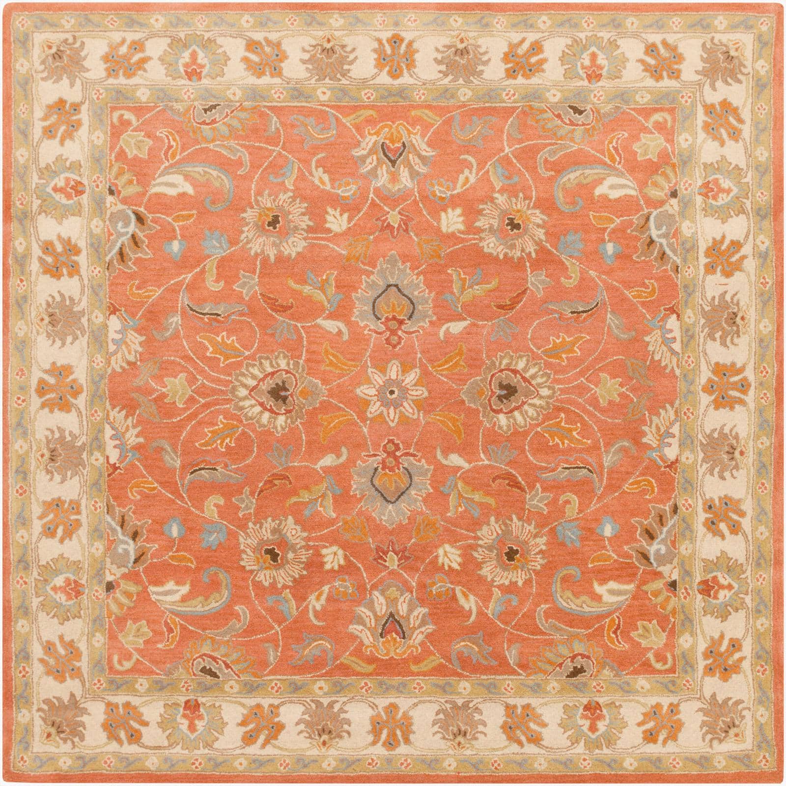 Rust Floral Wool 8x11 Carpet