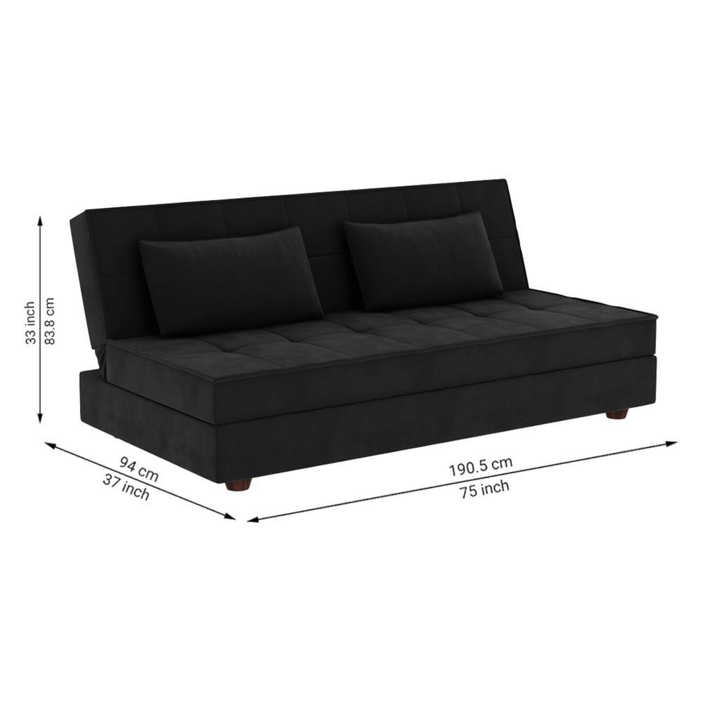 Merson 3 Seater Sofa Cum Bed In Black Color