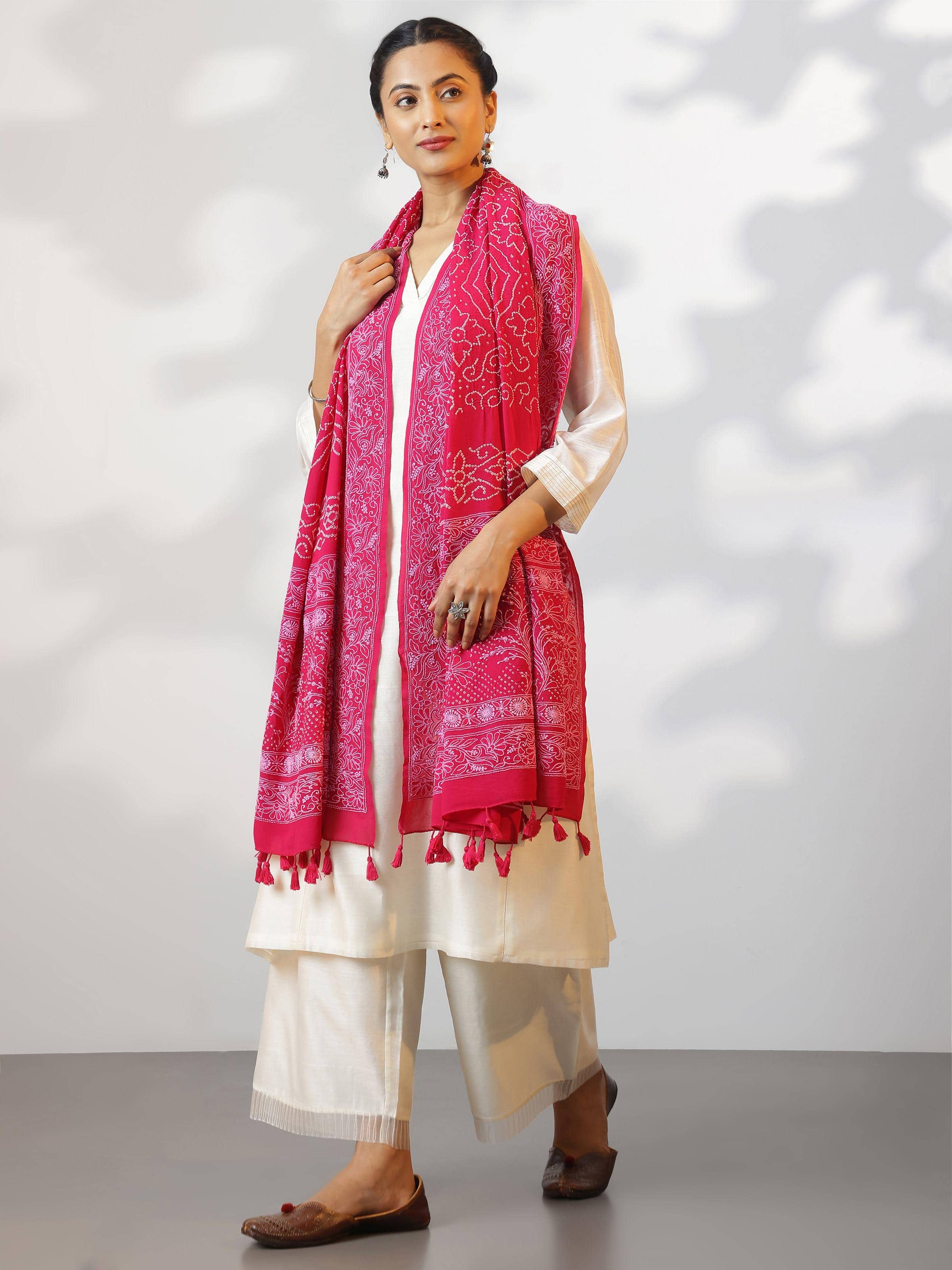 Pink Georgette Bandhani Tie & Dye Dupatta