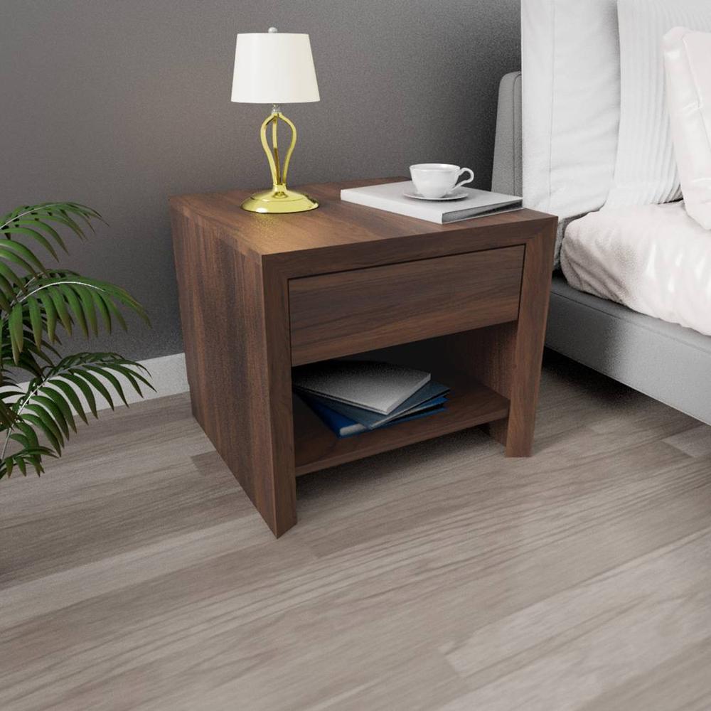Yuko Engineered Wood Bedside Table with One Drawer in Columbia Walnut Finish
