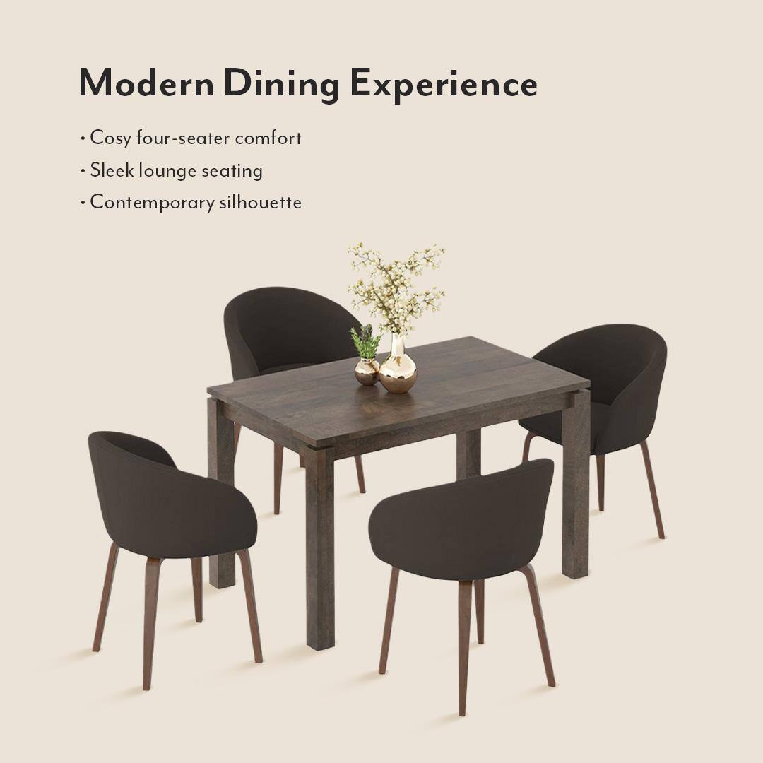 Atlas Solid Wood 4 Seater Dining Table With Meryl Lounge Chairs