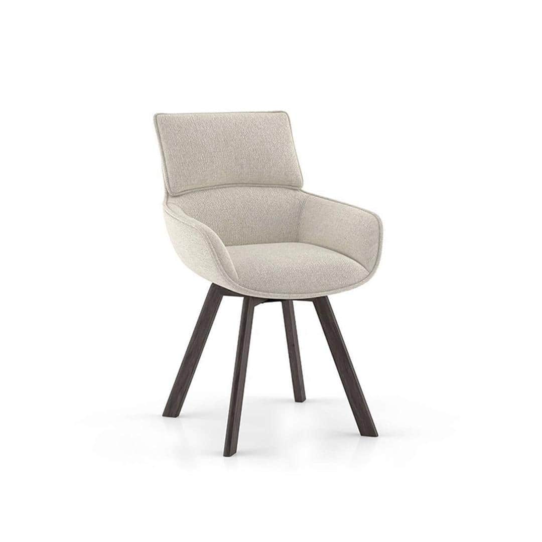 Atlas Solid Wood 4 Seater Dining Table With Set Of 4 Bren Swivel Dining Chair