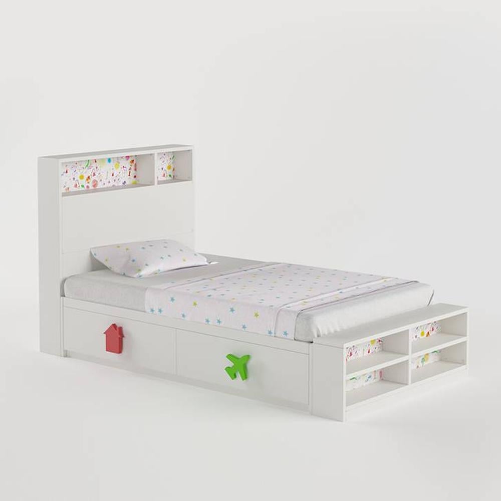 Optimus Prime Engineered Wood Box Storage Bed in Red Colour