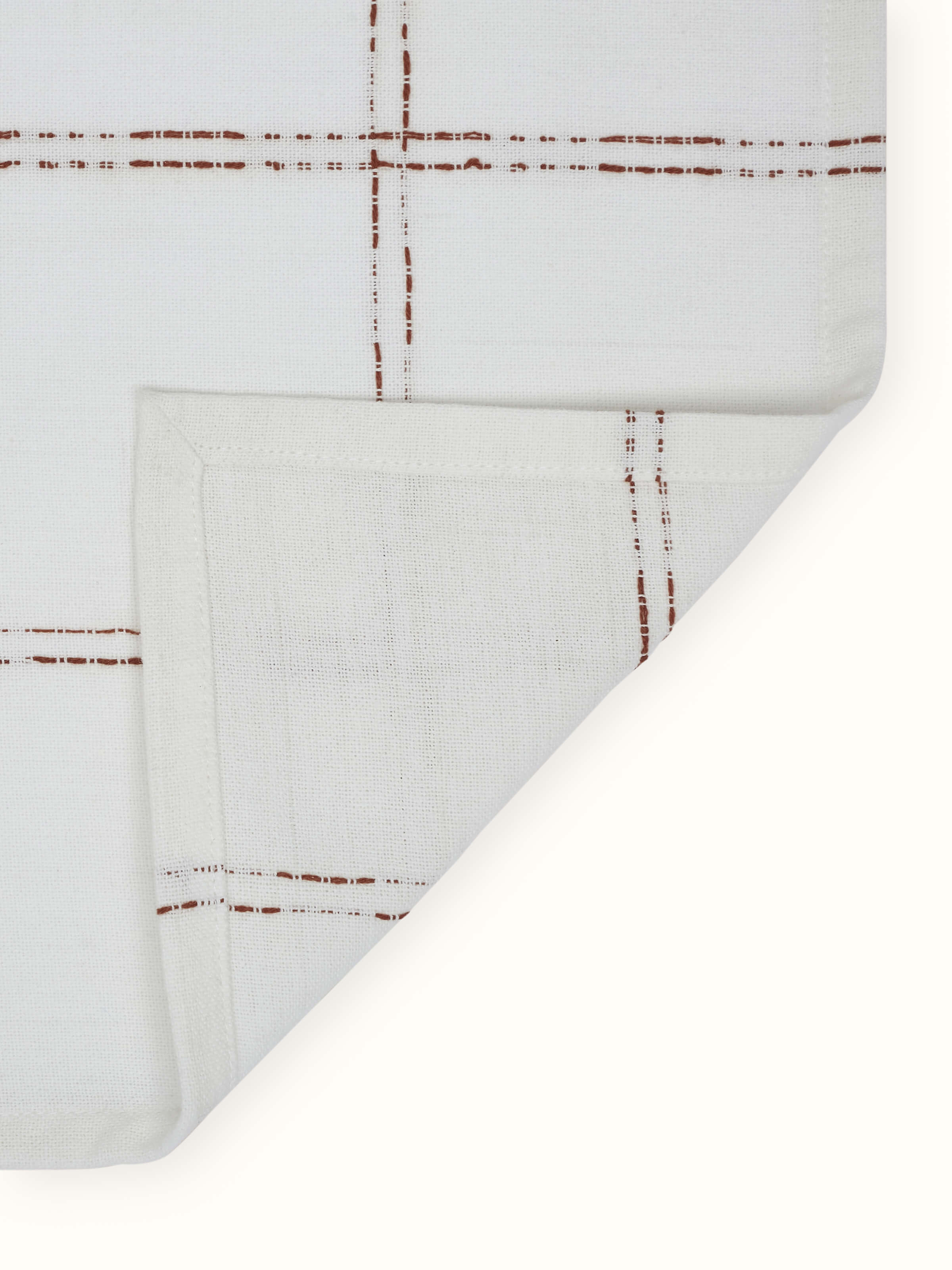 Vastav Rust Checks Cotton Handloom Dinner Napkins (6 Pcs)