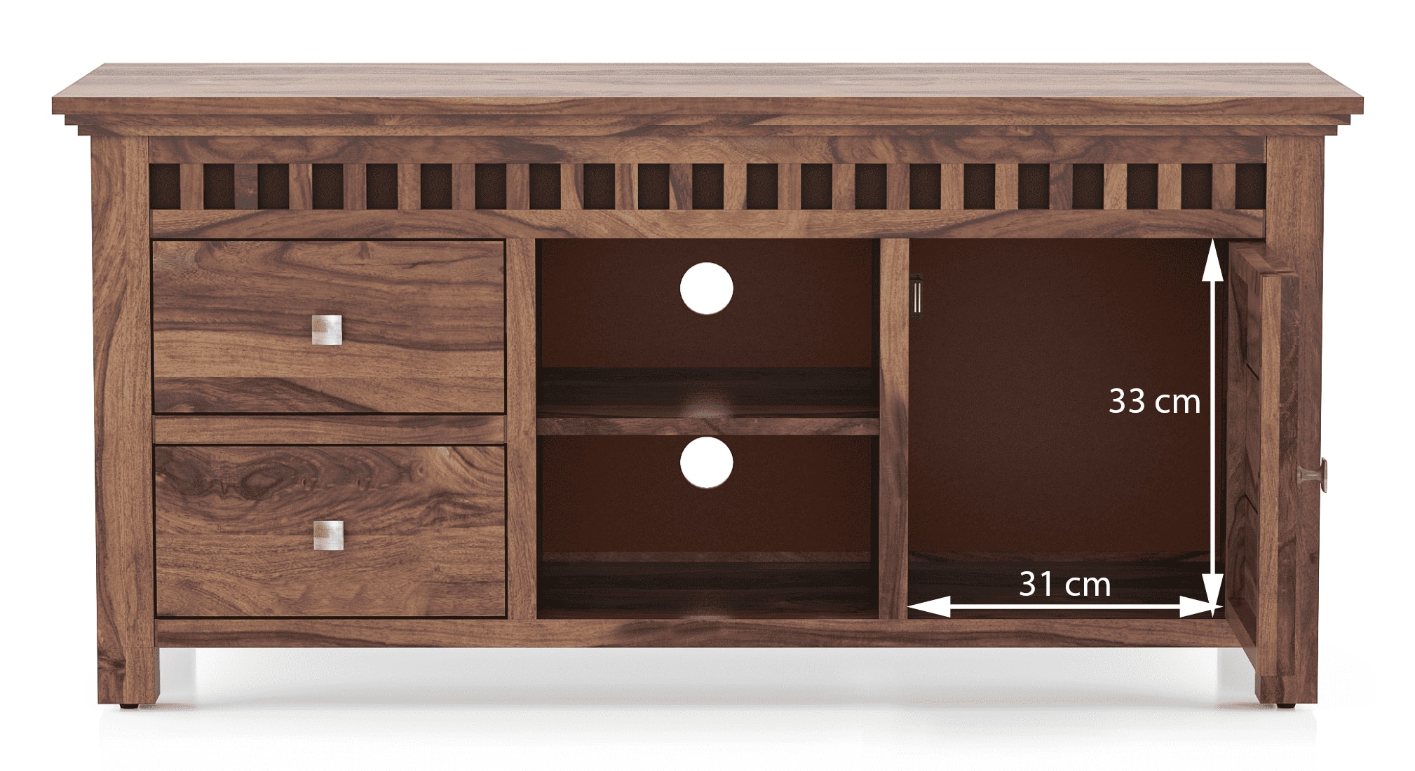Fidora Solid Wood TV Unit in Teak Finish