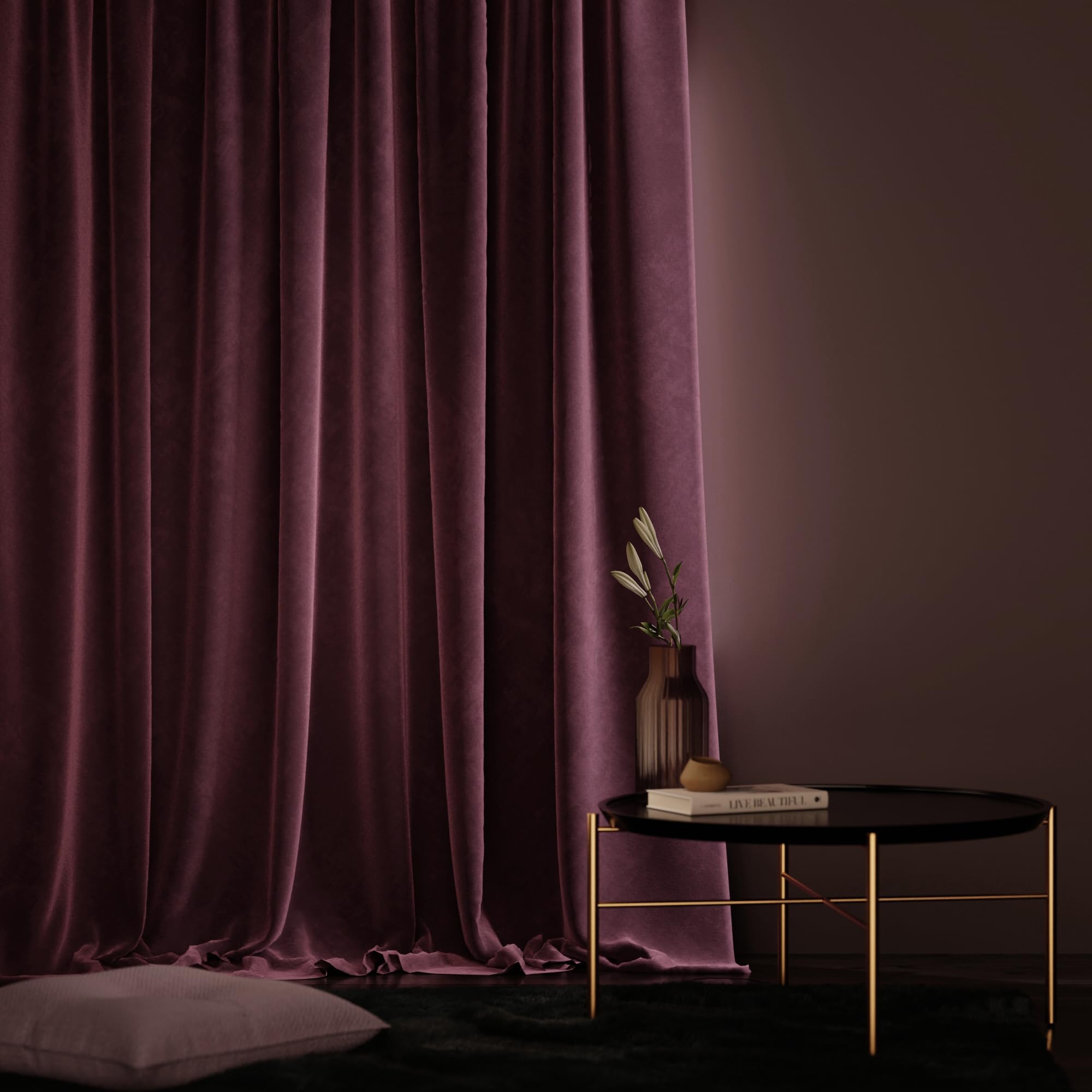 Stoa Paris Velvet Curtains for Window, Premium Dim-Out Curtain for Pack of 1, Date Night - Vintage Rose - Stoa Paris