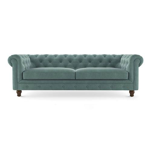 Winchester Luxe 3 Seater Fabric Sofa in Dusty Turquoise Velvet Colour
