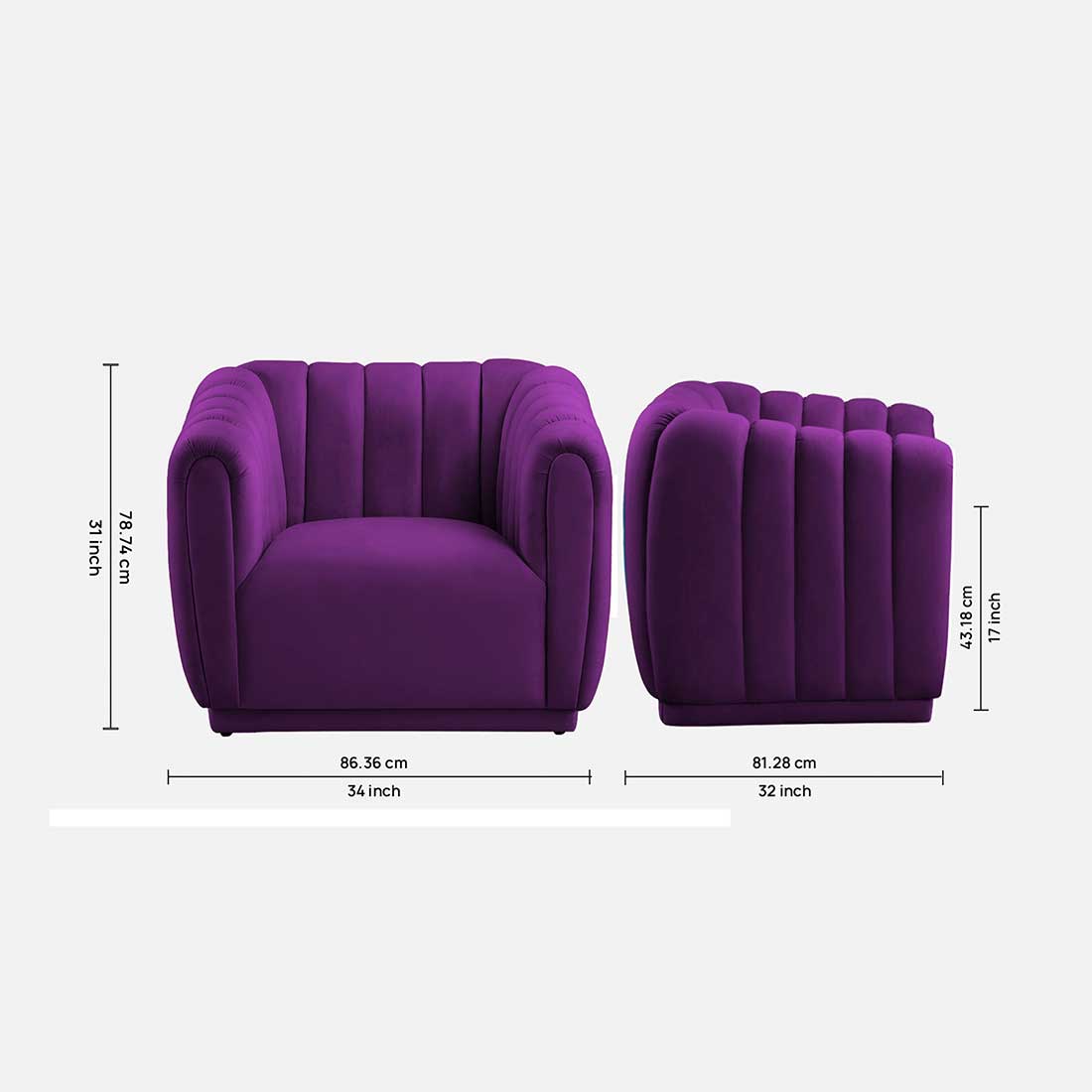 Rosa Fabric Sofa (Purple)