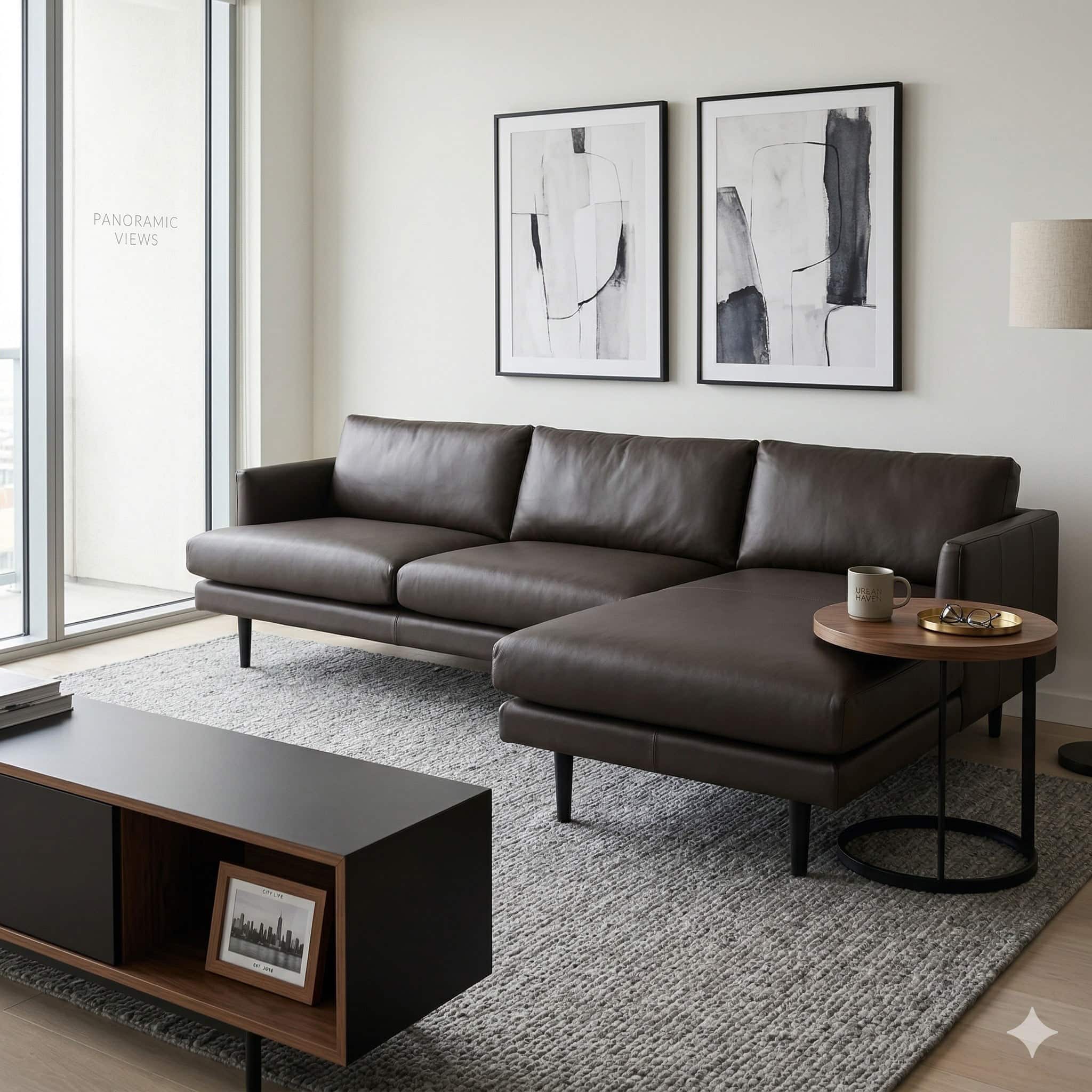 Scandinavian Dextra Three Seater L Shape Sofa Matte Black Finish - Nestnordic