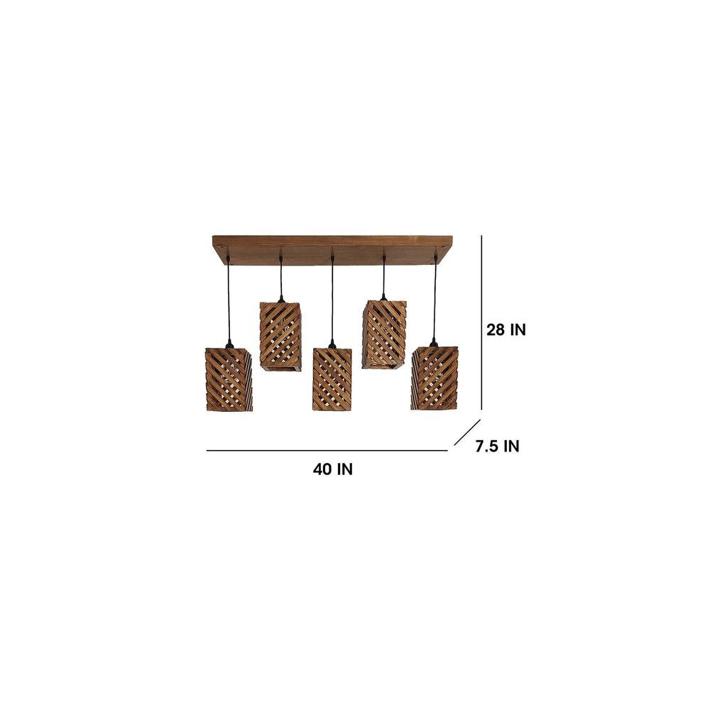 Oblique 5 Series Brown Solid Wood Cluster Hanging Light