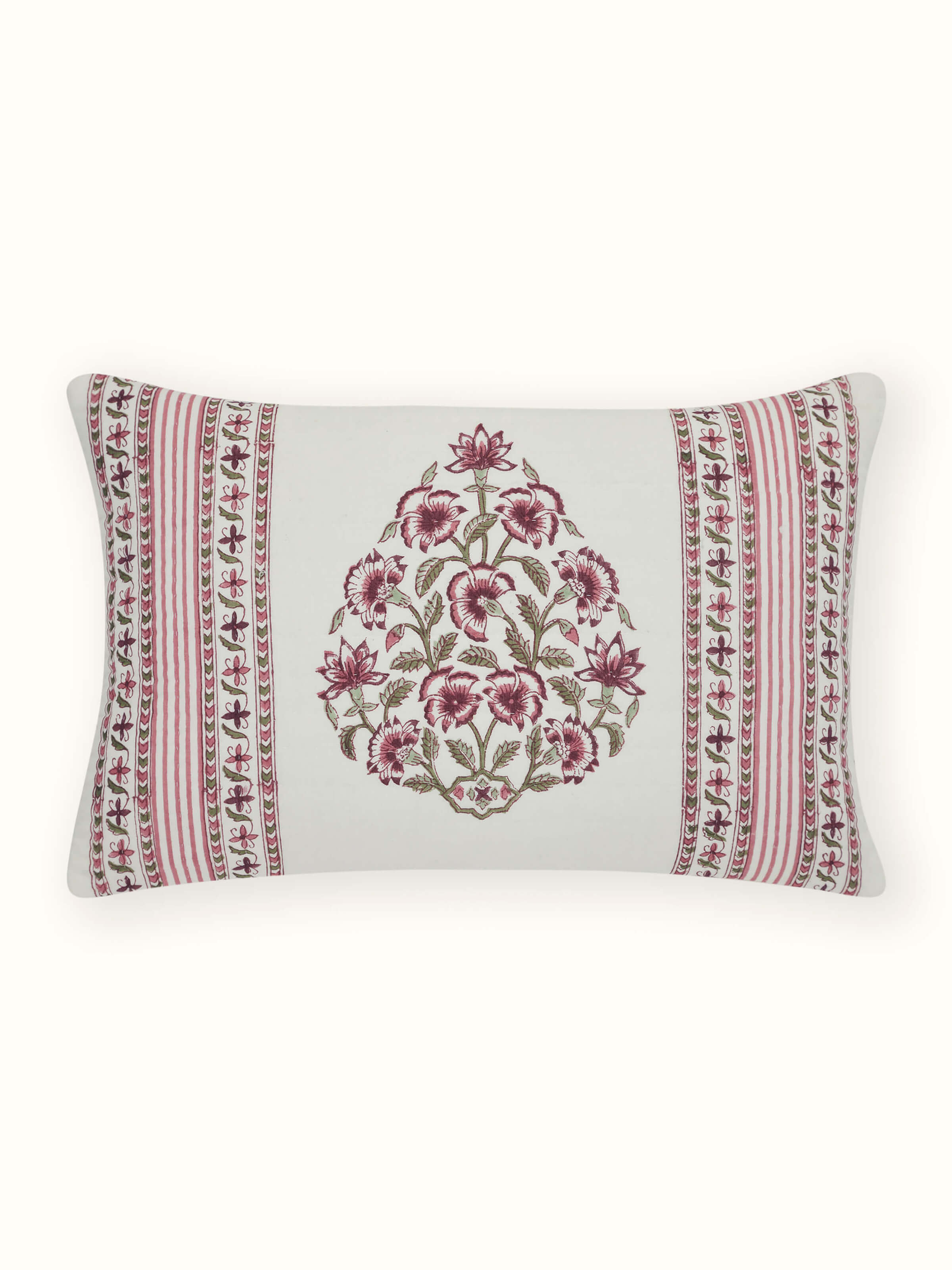 Aarunya Red Buta Cotton Sanganeri Hand Block Printed Cushion Cover