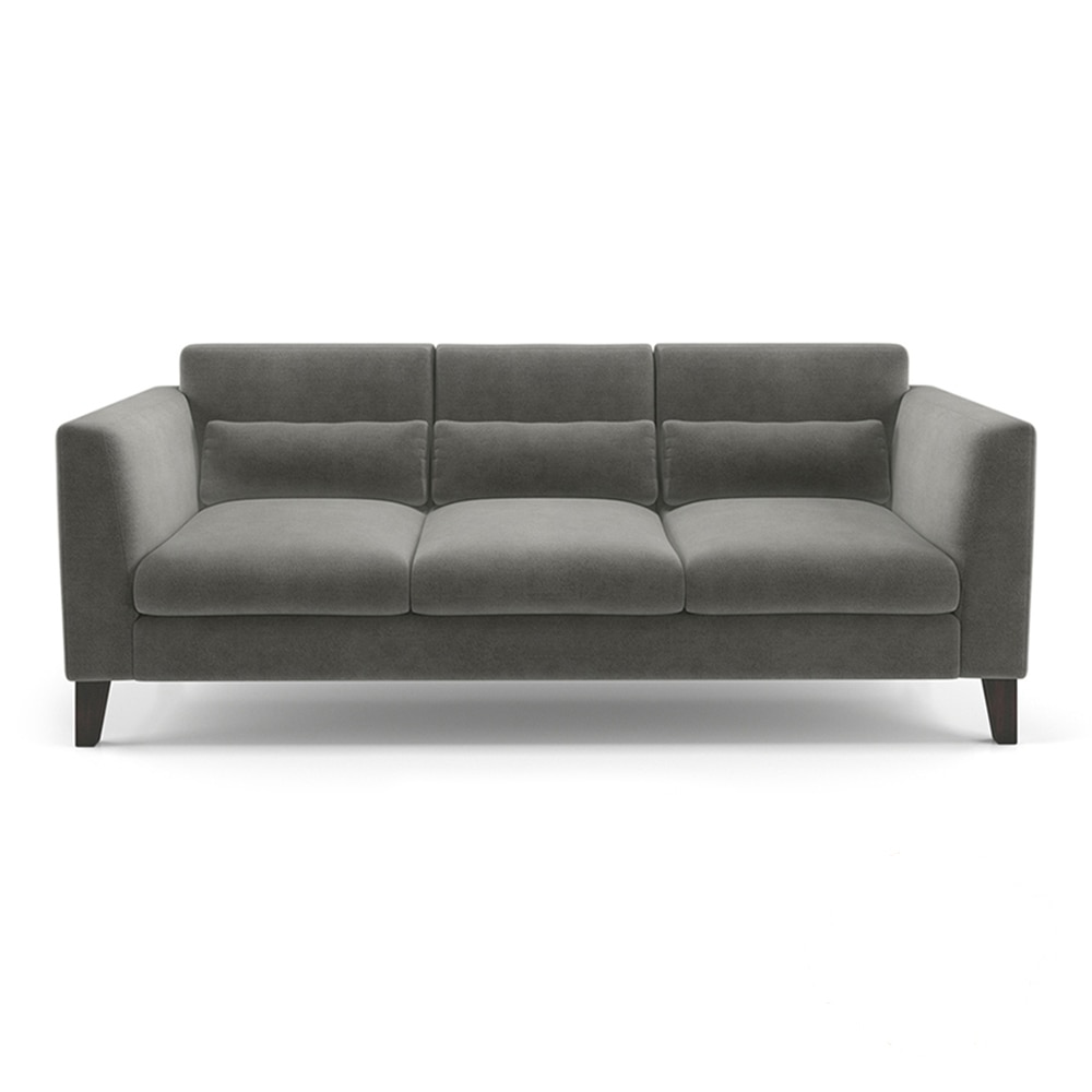 Lewis 3 Seater Fabric Sofa in Ash Grey Velvet Colour