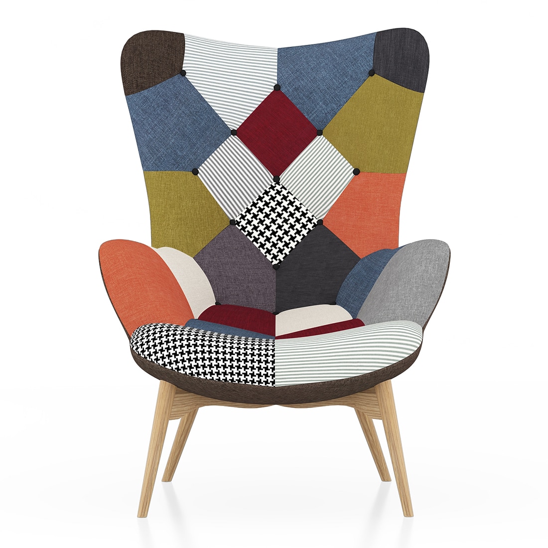 Contour Ottoman In Retro Patch Work