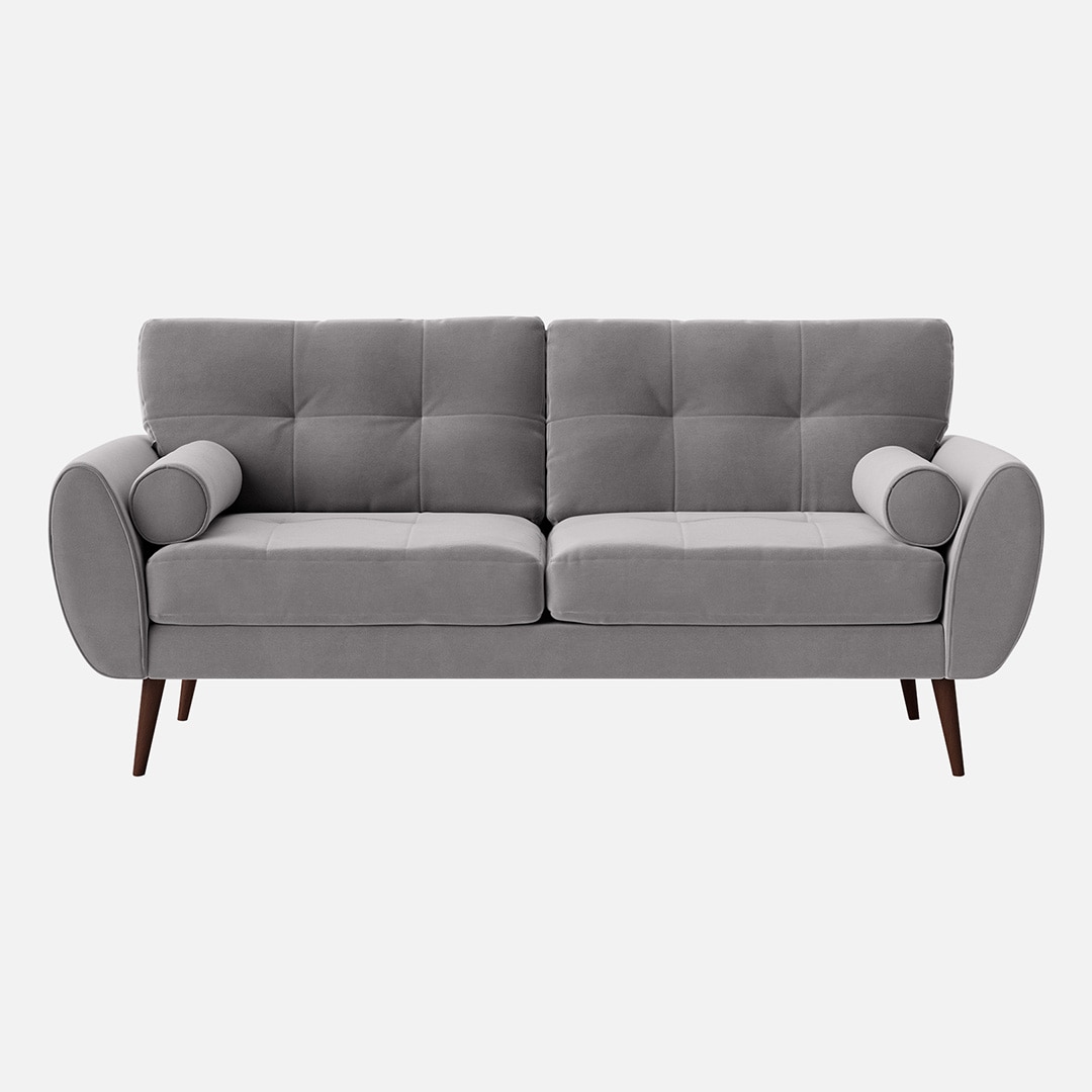 Faro Velvet 3 Seater Sofa in Grey Colour