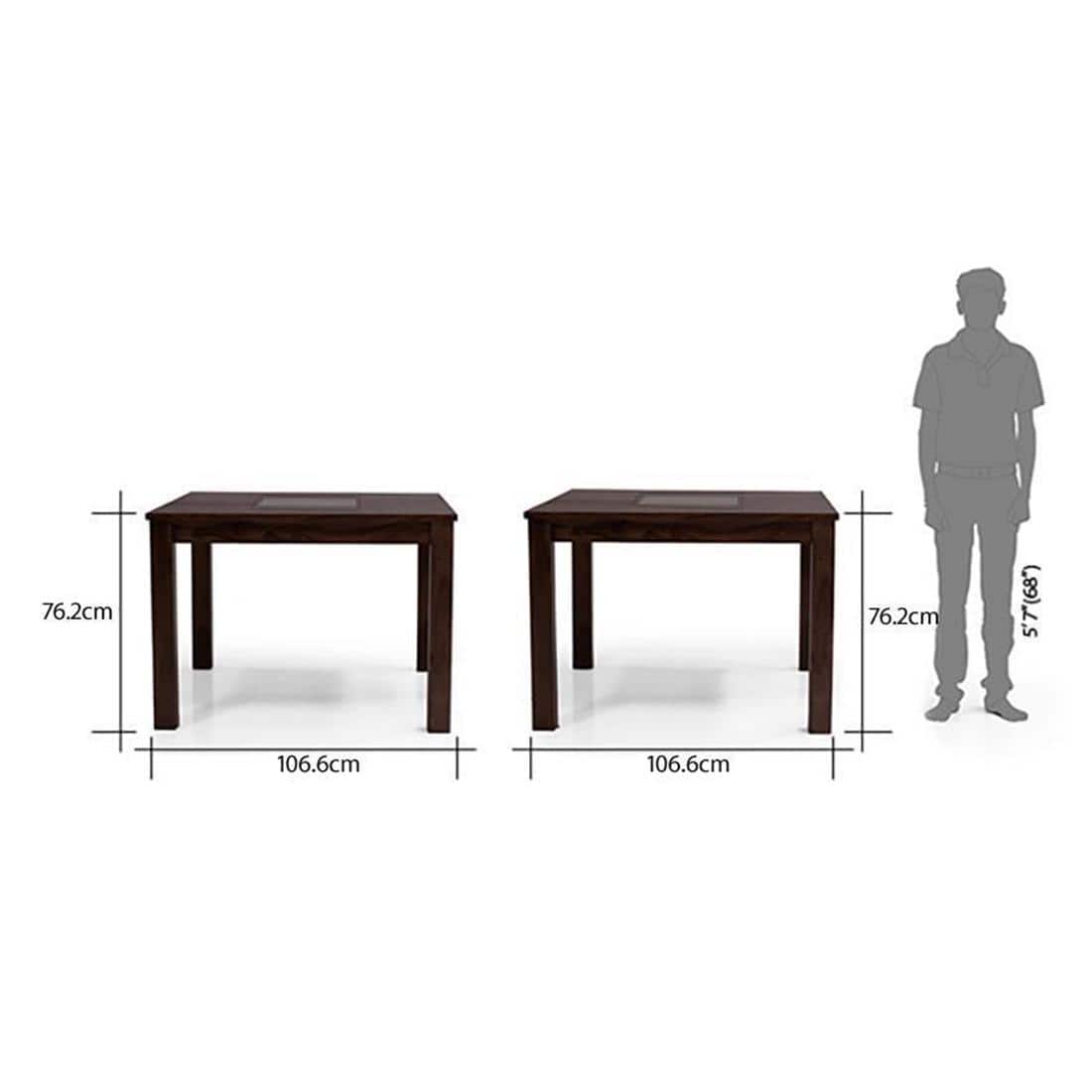 Brighton-Fabio 4 Seater Dining Table With Set Of 4 Chairs Colour-Matty Olive Finish-Mahogany