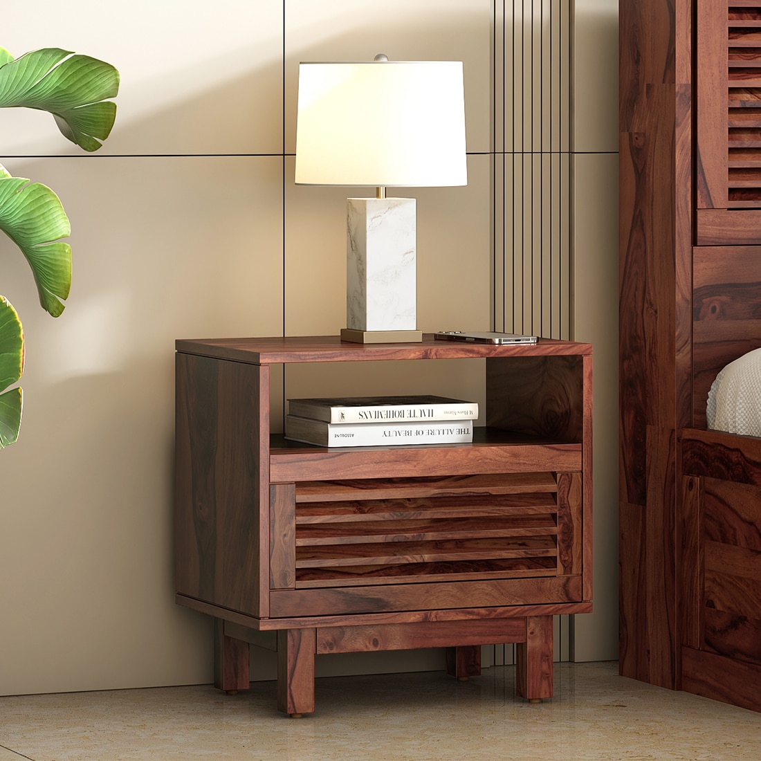 Cambry Solid Wood Bedside Table In Honey Finish