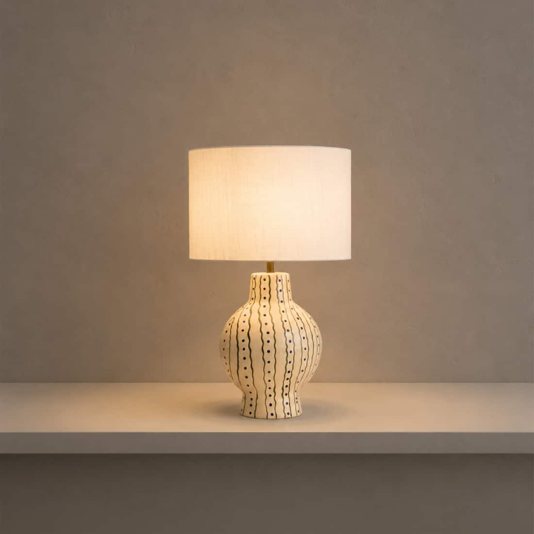 Capri Handicrafted Table Lamp in Black, blue and white Colour - Orange Tree