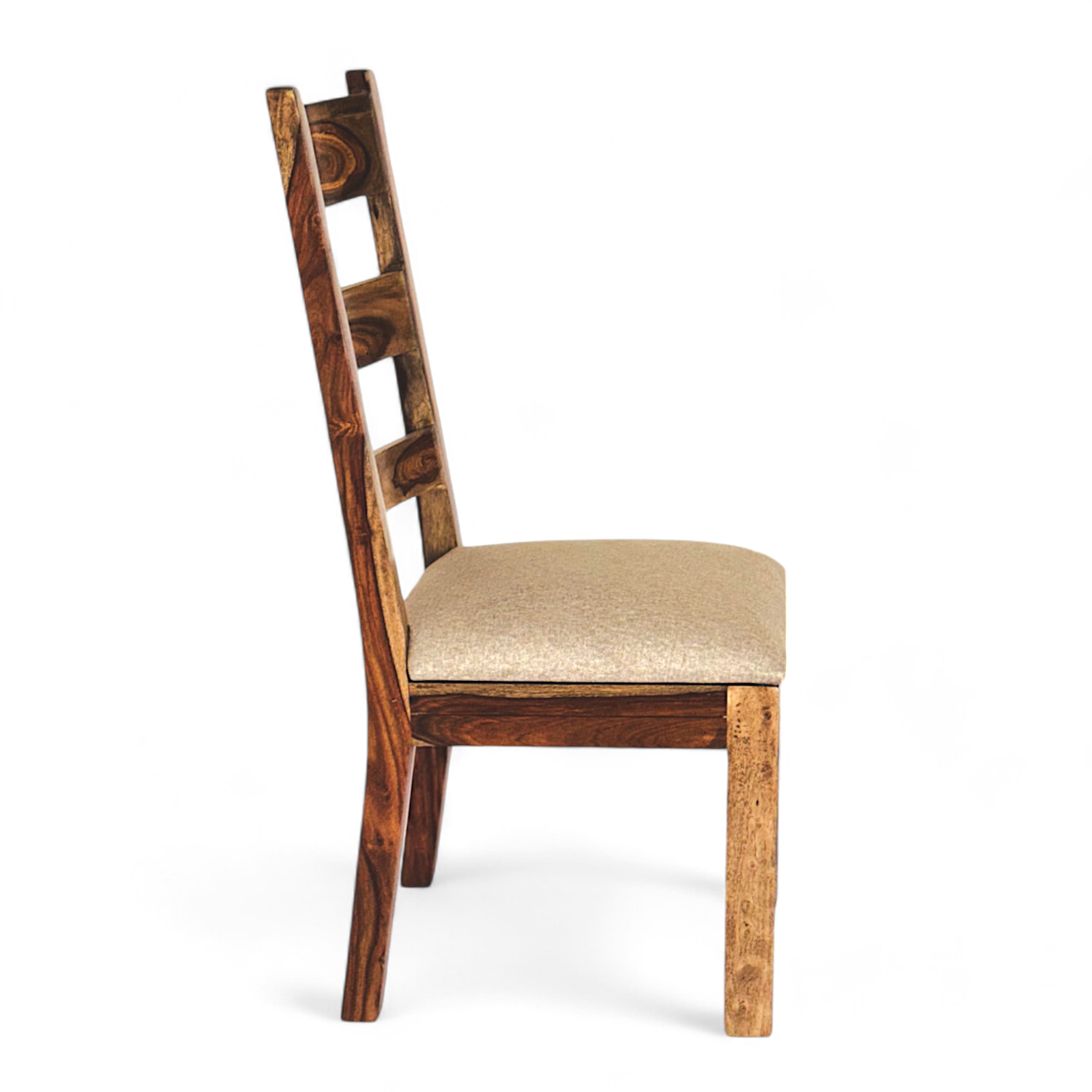 Newport Sheesham Wood   Dining Chair in Jute Beige     TEAK FINISH