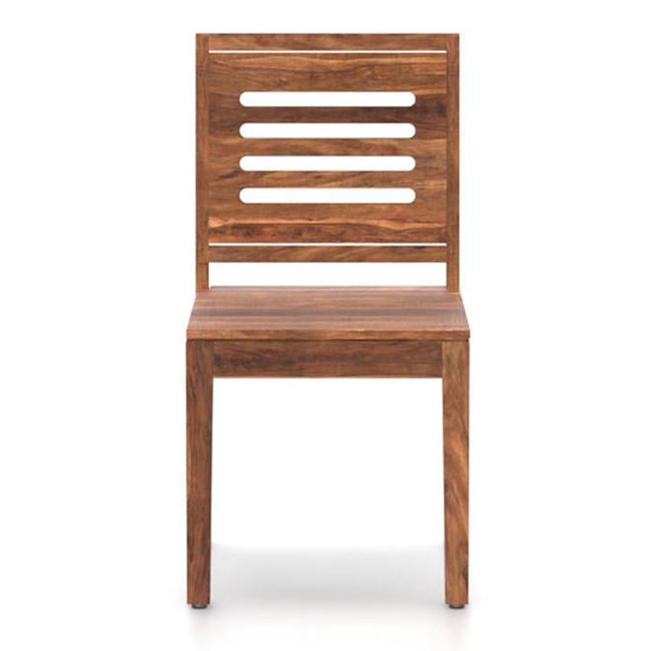 Capra Solid Wood Dining Chair Set Of 2 In Teak Finish