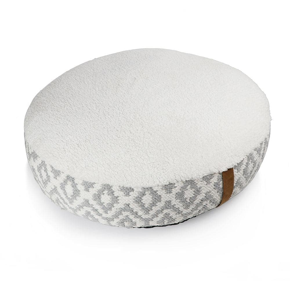 Bohemian Plush Round Polyester Pets Bed in Grey Colour