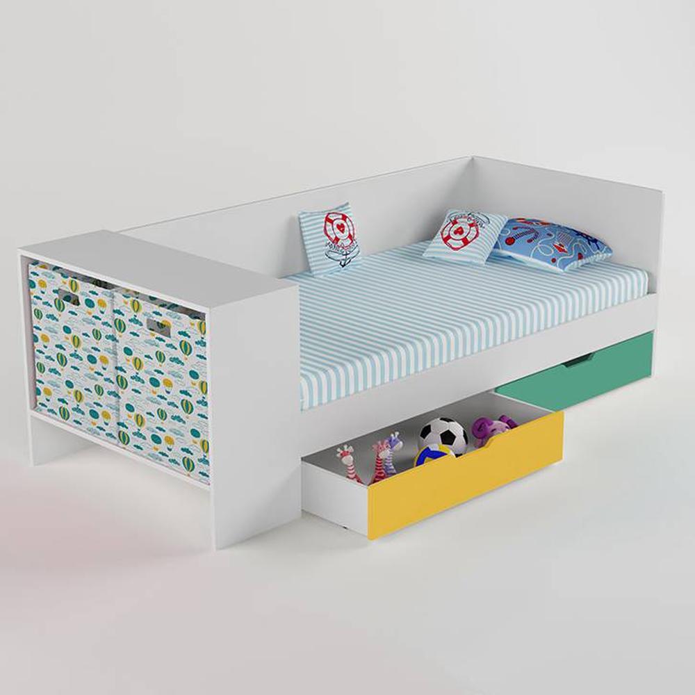 Corner Office Engineered Wood Drawer Storage Bed in Caribe Colour