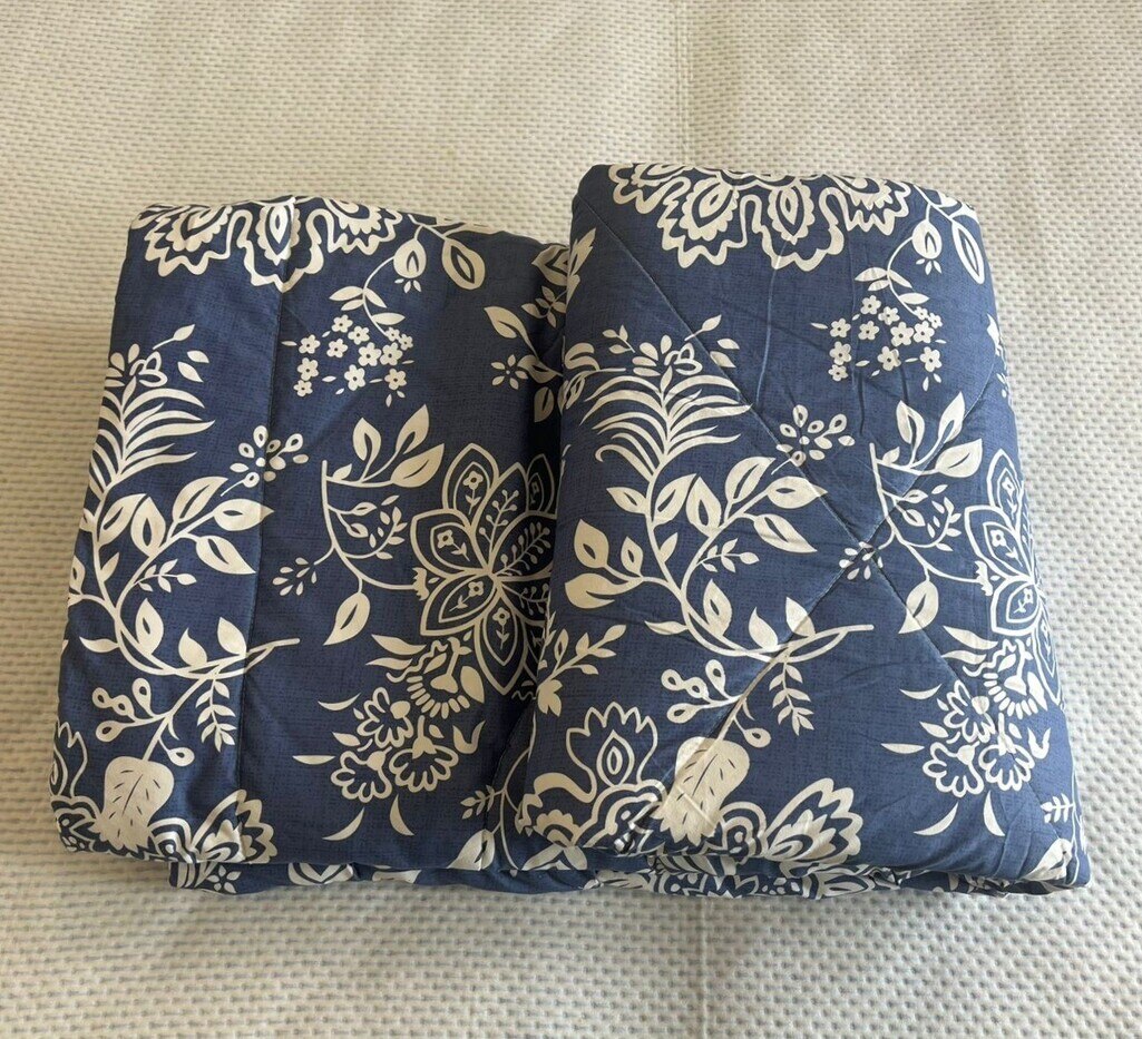 Blue Floral 300 Cms Cotton Double Bed Size Comforter From Threads