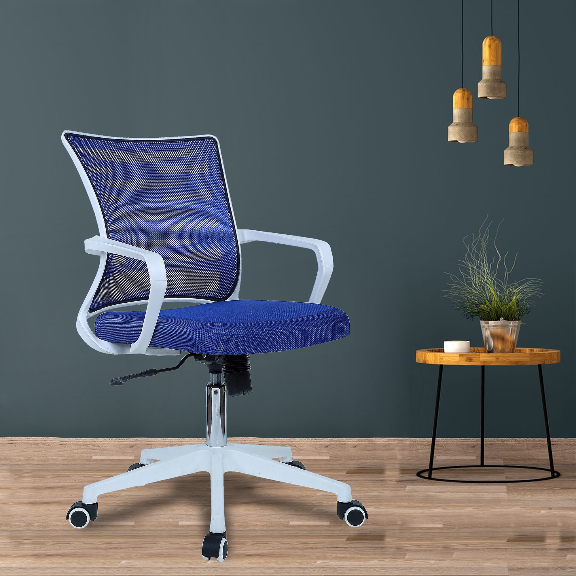 Iinea Mid Back Ergonomic Chair in Blue Colour