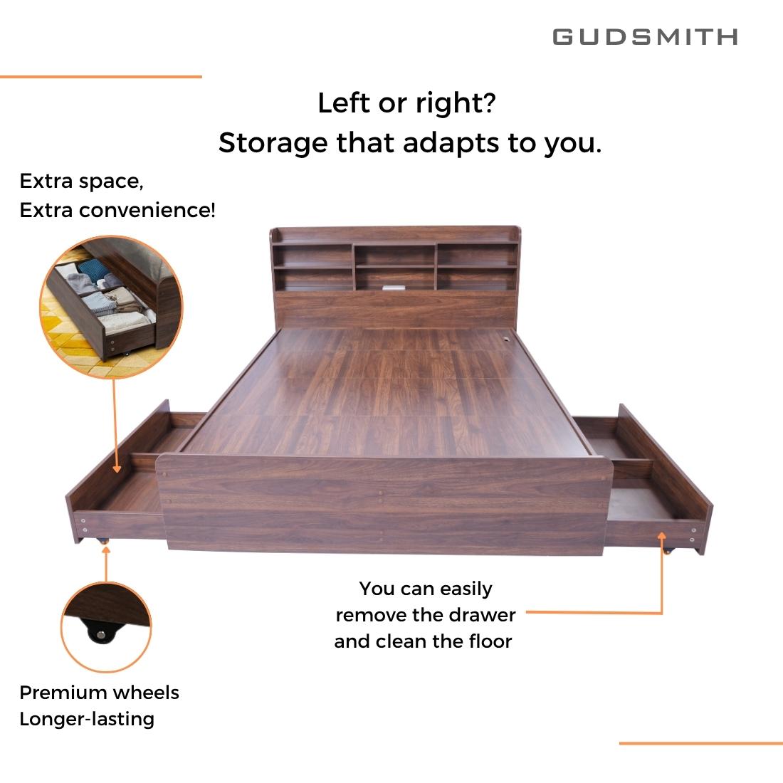 Merkel Engineered Wood Drawer Storage Bed