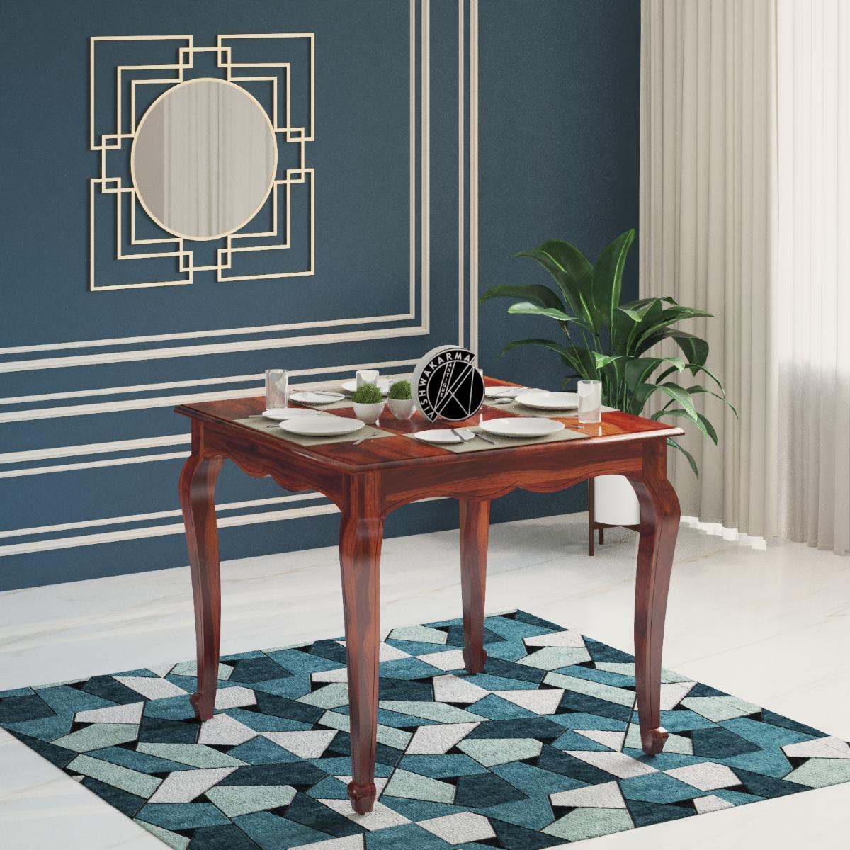Armani Solid Wood 4 Seater Dining Table in Honey Finish