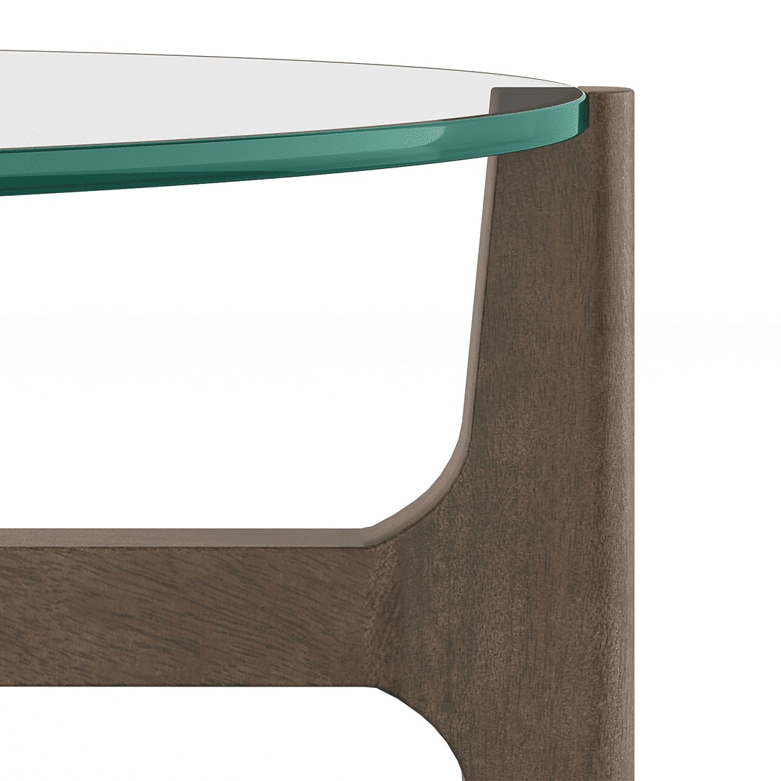 Cayman Glasstop Coffee Table without Storage in Danish Walnut Finish