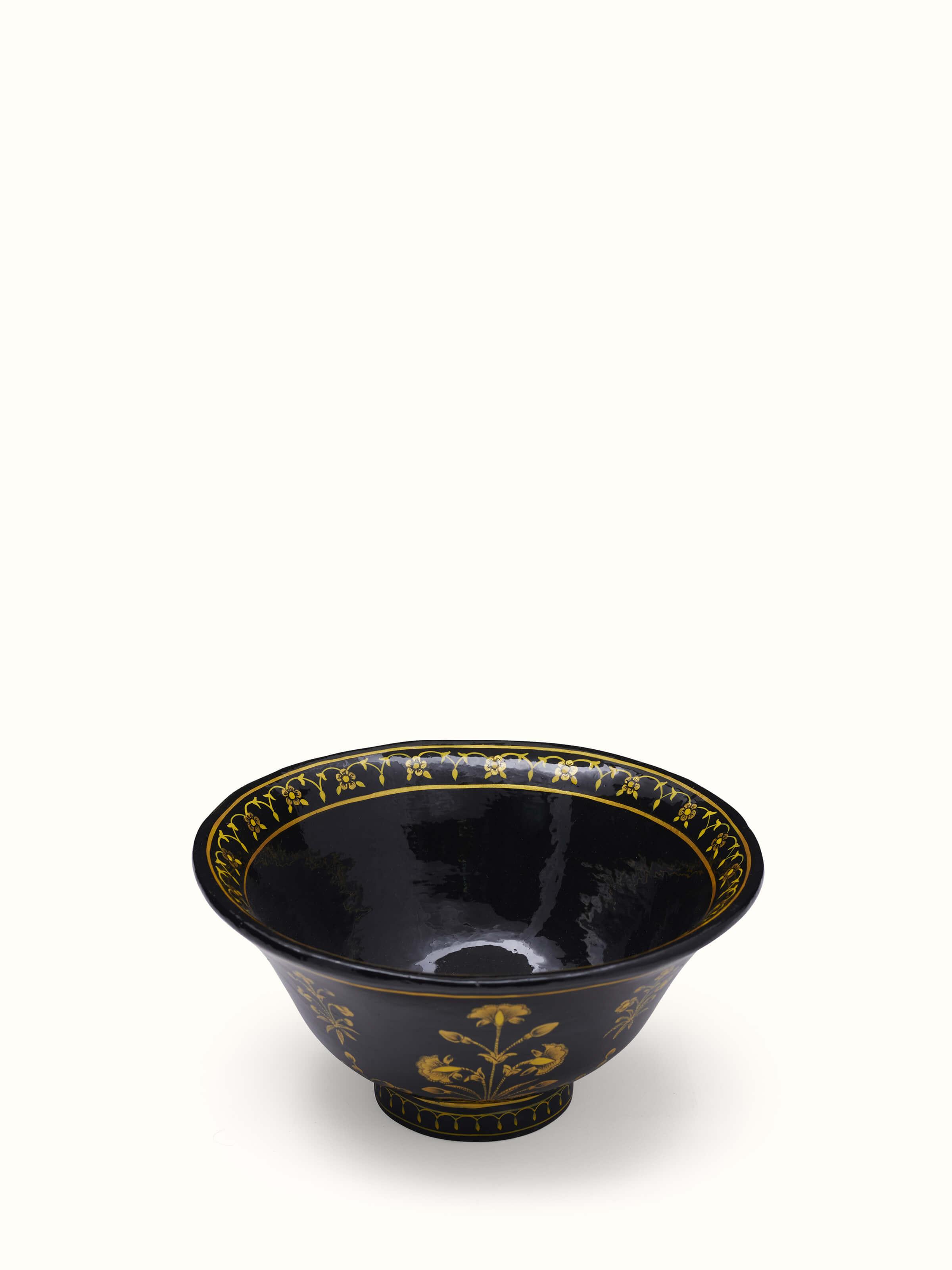 Alternate view of Blue Papier Mache Paper Pulp Bowl highlighting its round shape and blue hue.
